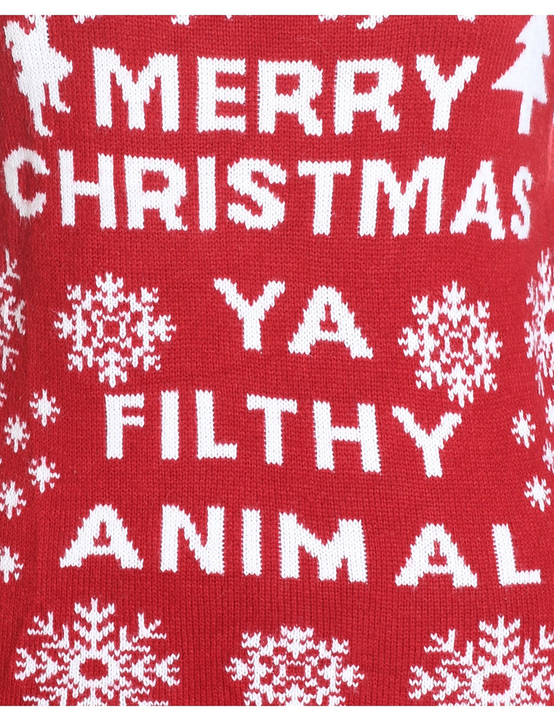 Festive Print Christmas Jumper - M