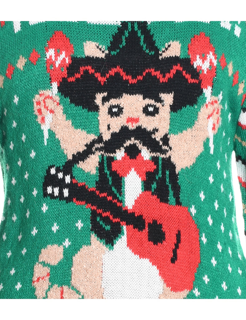 Festive Print Christmas Jumper - S