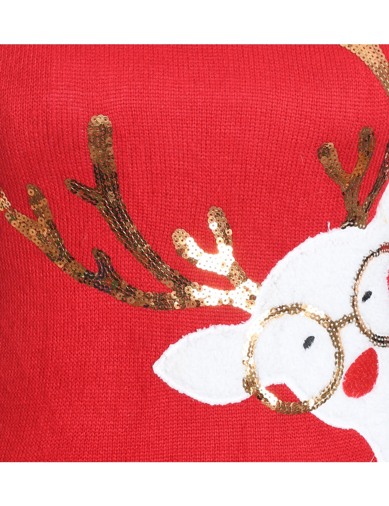 Festive Print Christmas Jumper - L