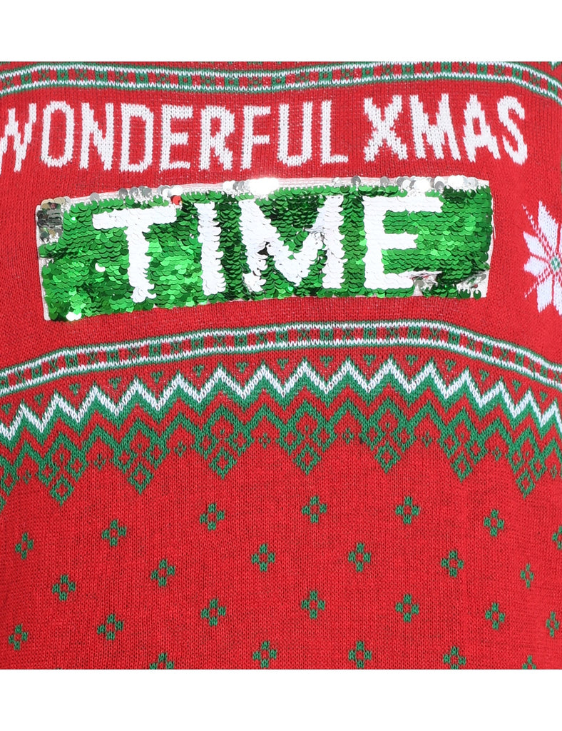 Festive Print Christmas Jumper - M