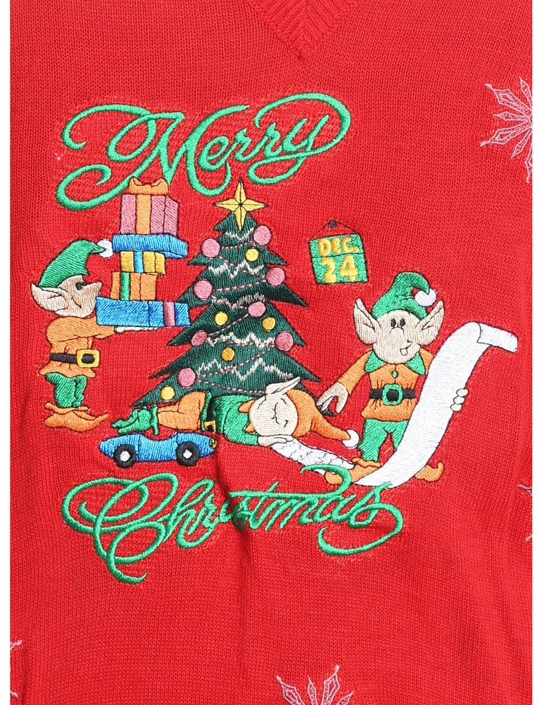 Festive Print Christmas Jumper - XL