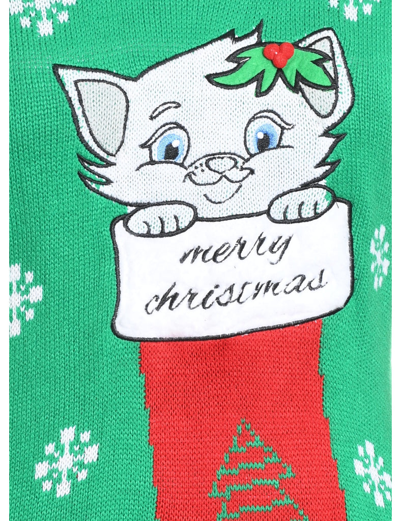 Festive Print Christmas Jumper - L