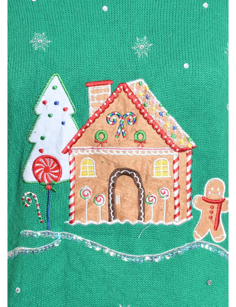 Festive Print Christmas Jumper - M