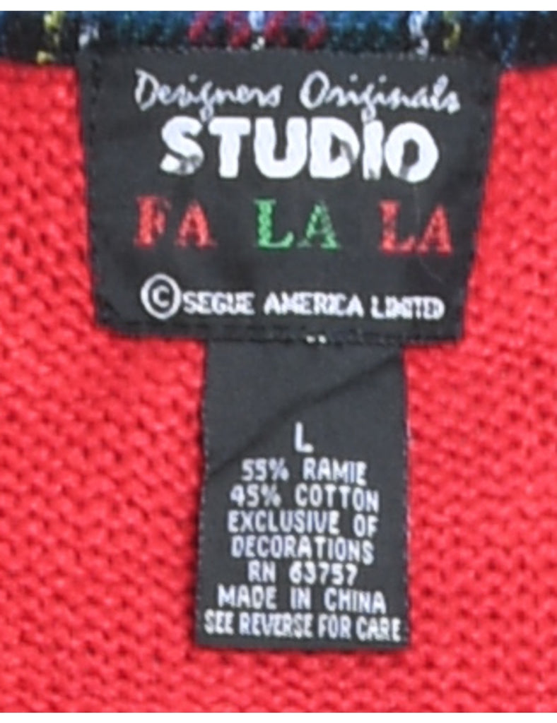 Festive Print Christmas Jumper - L