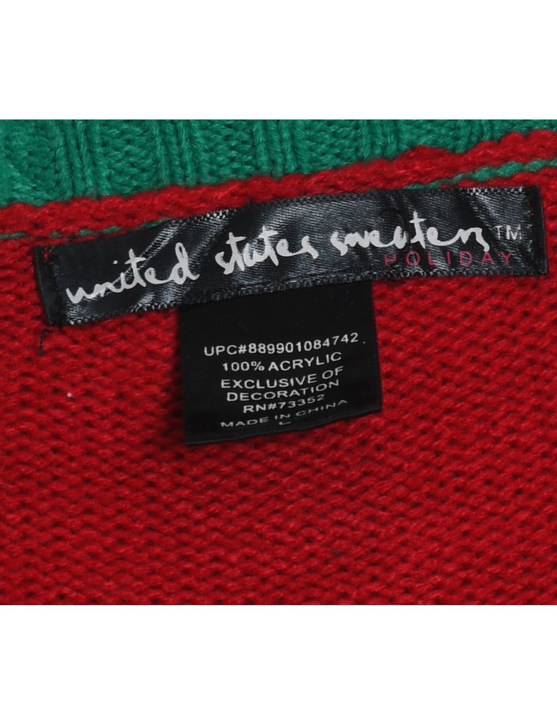 Festive Print Christmas Jumper - L