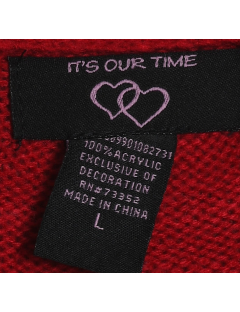 Festive Print Christmas Jumper - L