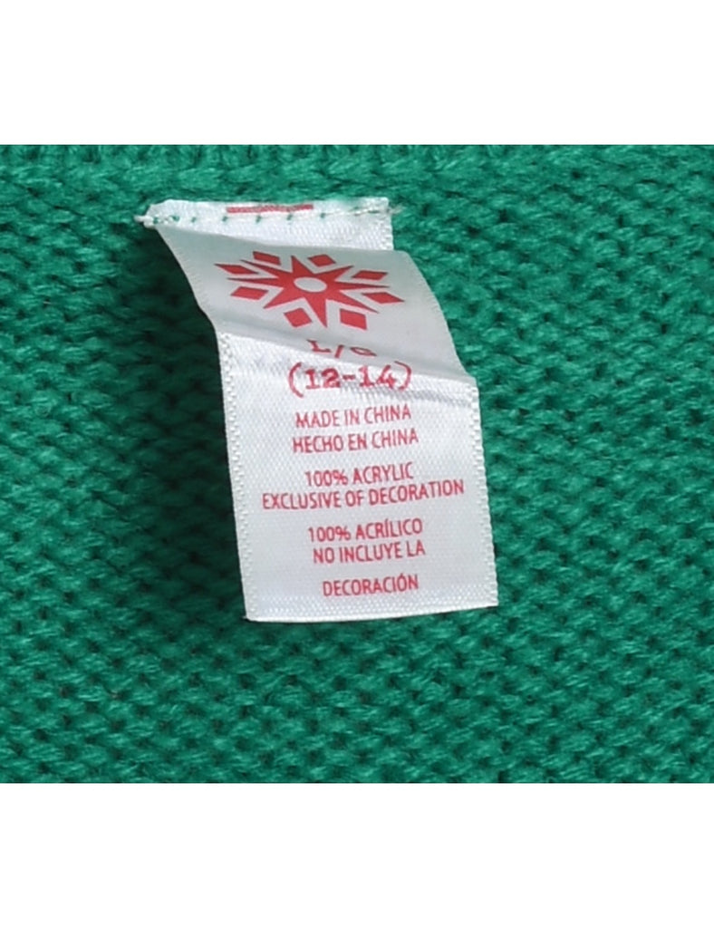 Festive Print Christmas Jumper - L