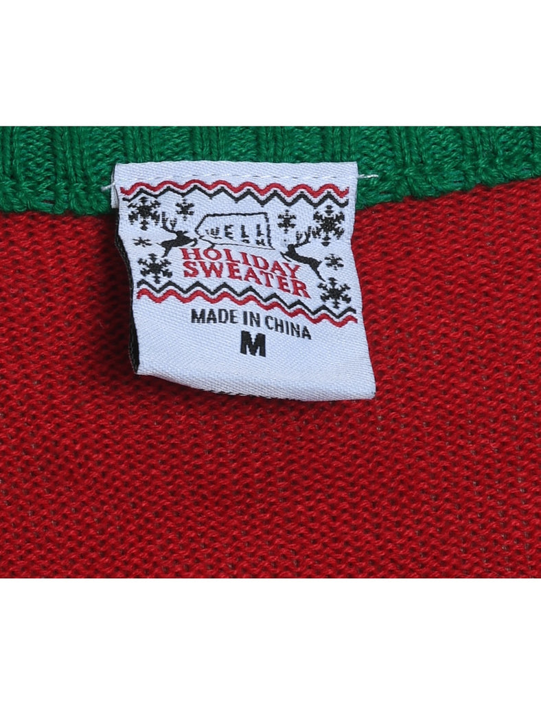 Festive Print Christmas Jumper - M
