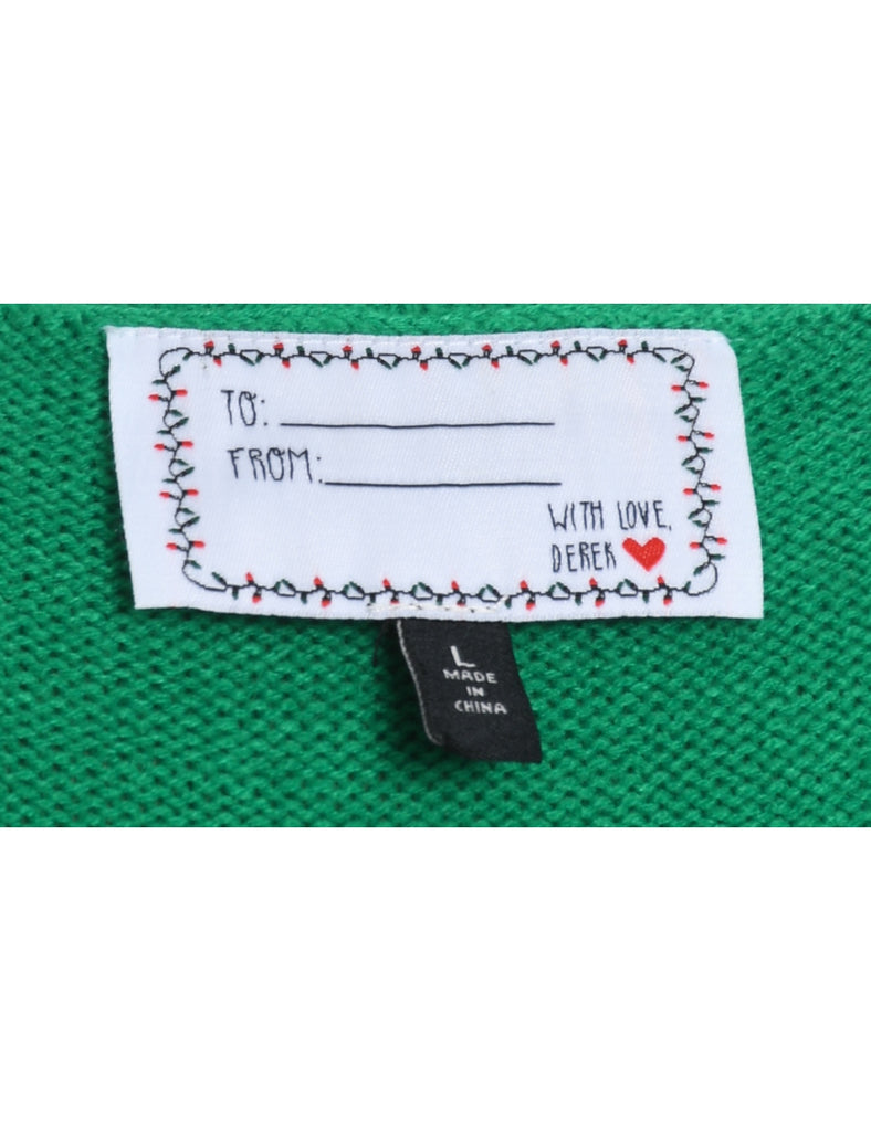 Festive Print Christmas Jumper - L