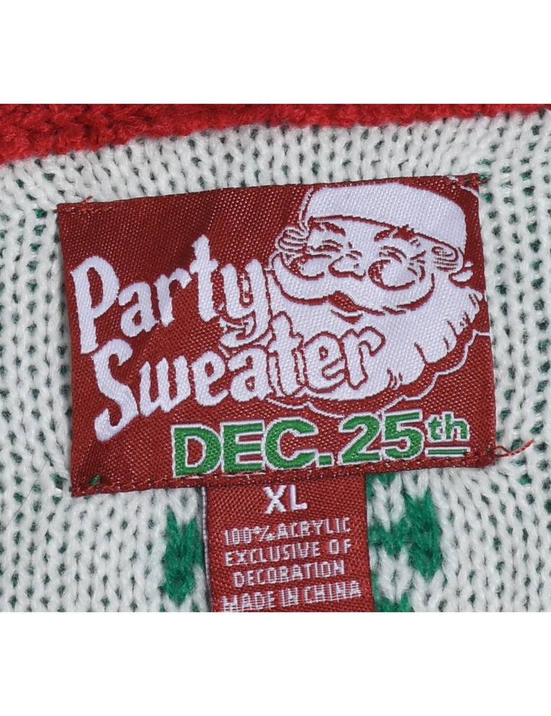 Festive Print Christmas Jumper - XL