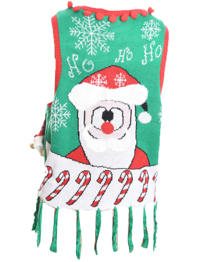 Festive Print Christmas Sweater Vest - M