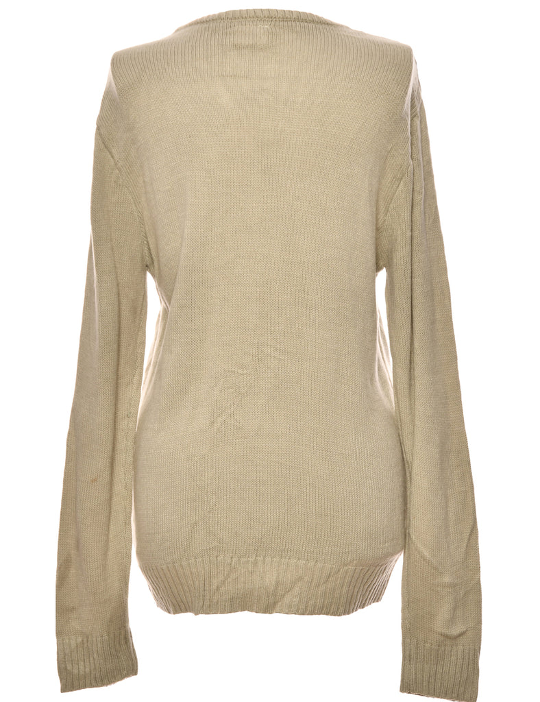 Festive Print Reindeer Christmas Jumper - S