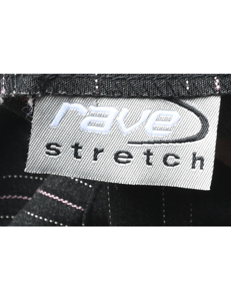 Flared Grey Pinstriped Low Rise Y2K Trousers - W26 L31