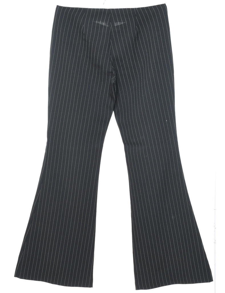 Flared Leg Black & White Pinstriped Y2K Trousers - W30 L33
