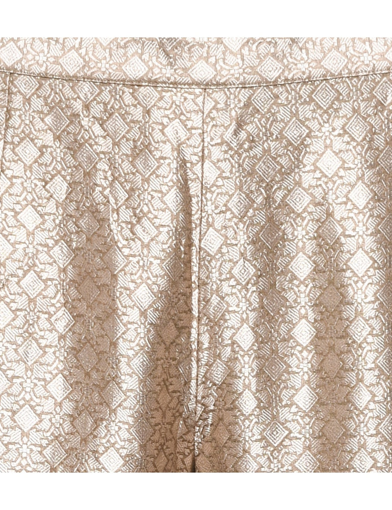 Flared Leg Gold Jacquard Trousers - W28 L31