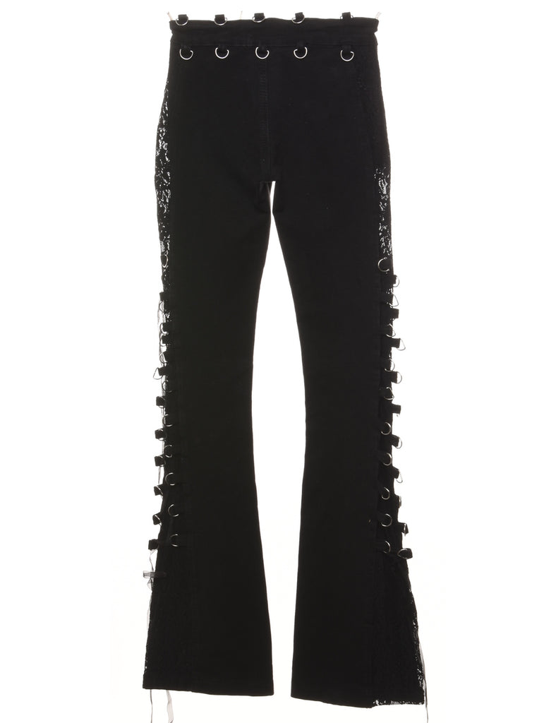 Flared Leg Lace Up Y2K Hardware Trousers - W24 L35
