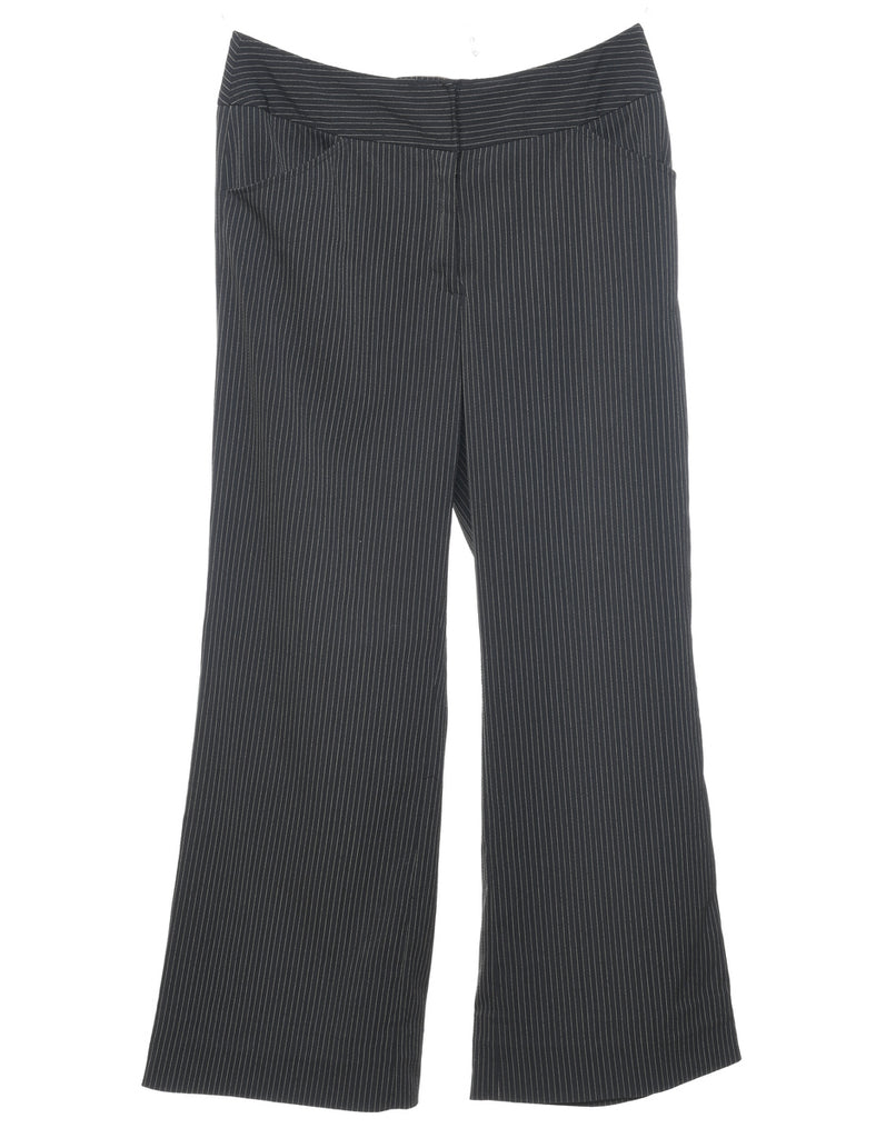 Flared-Leg Pinstriped Black & White Y2K Trousers - W28 L29