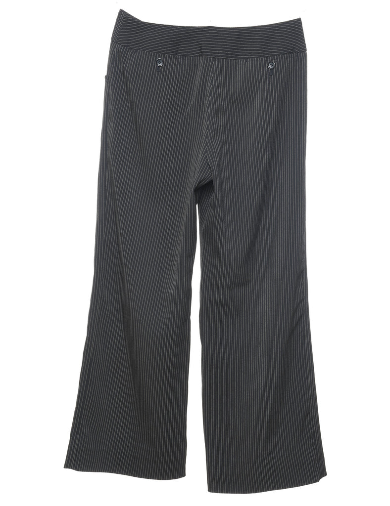 Flared-Leg Pinstriped Black & White Y2K Trousers - W28 L29