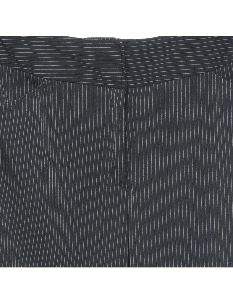 Flared-Leg Pinstriped Black & White Y2K Trousers - W28 L29