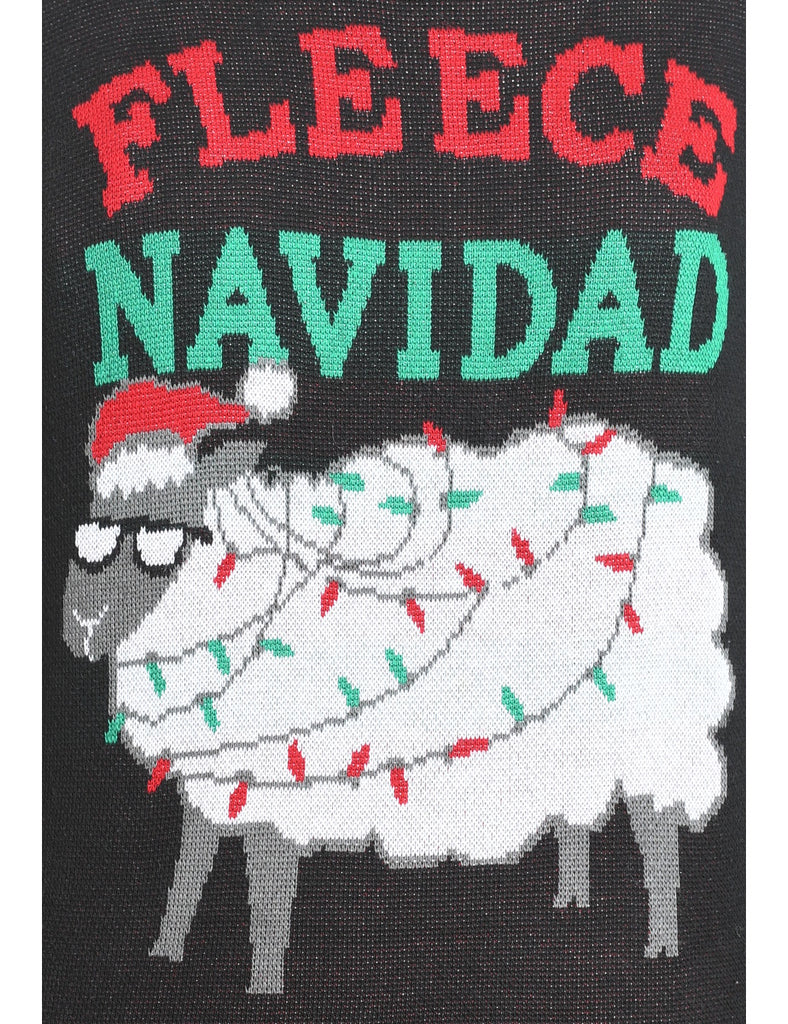 Fleece Navidad Knit Christmas Jumper - M