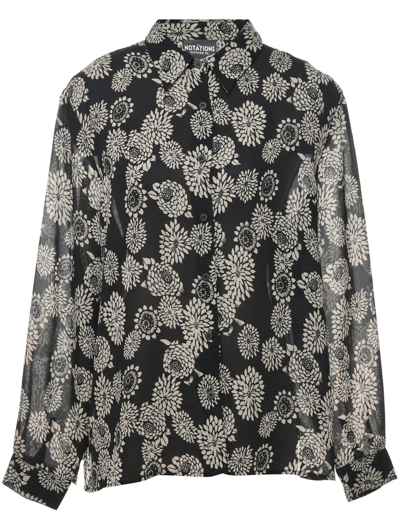 Floral Black Blouse - XL