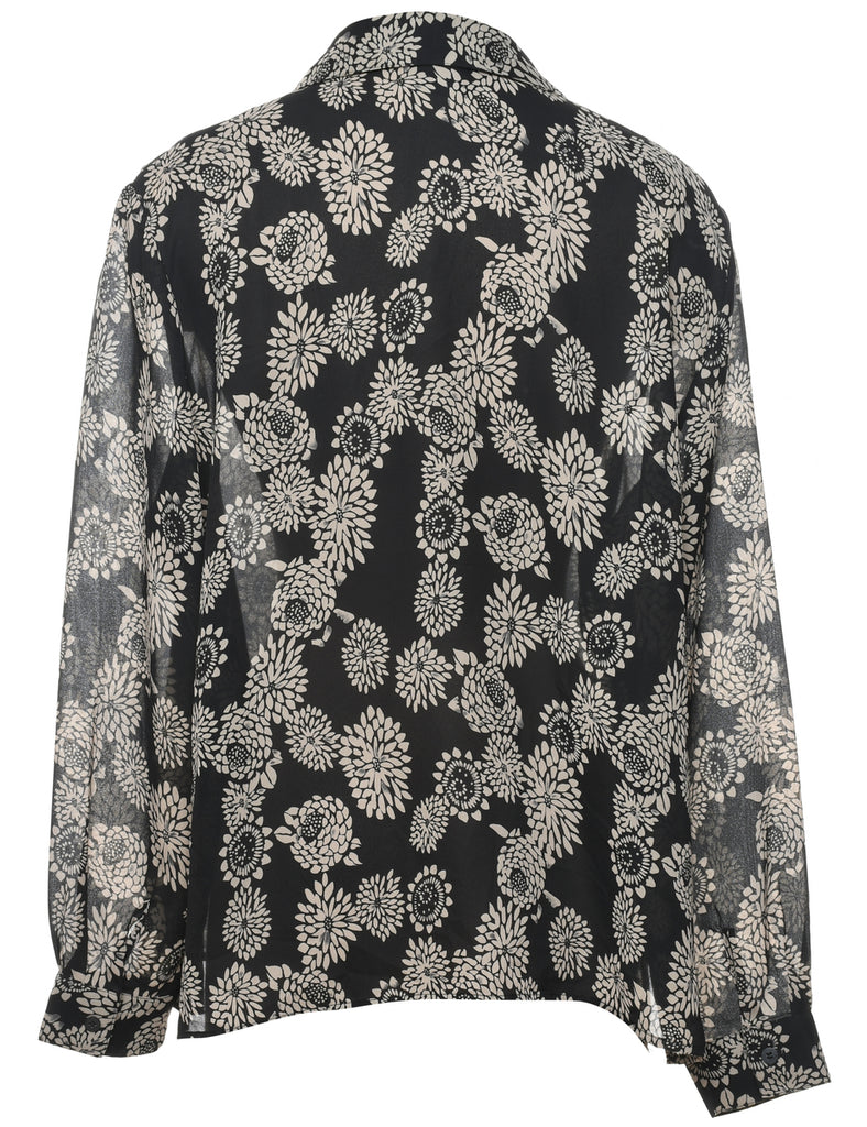 Floral Black Blouse - XL