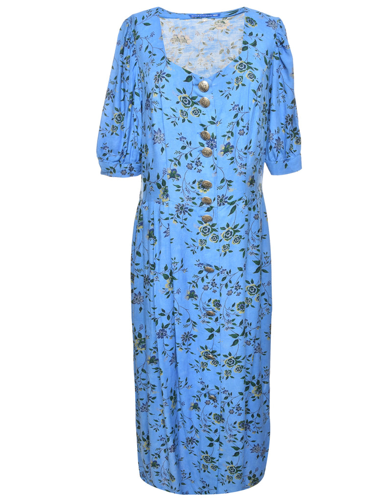 Floral Blue Dress - M