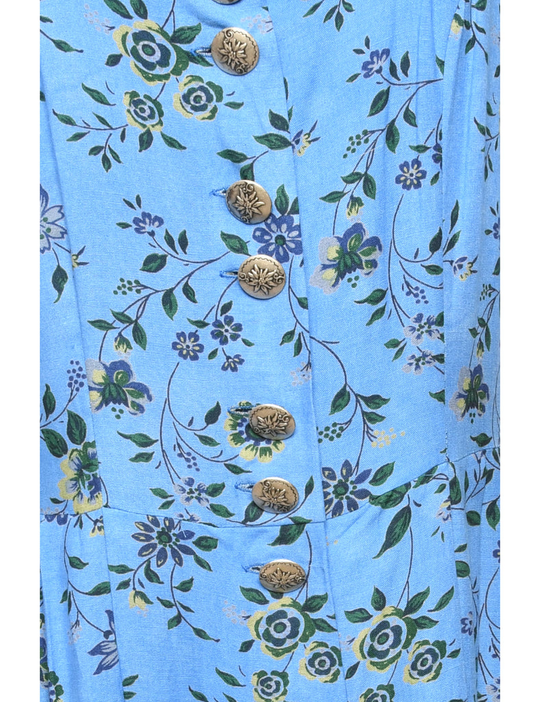 Floral Blue Dress - M