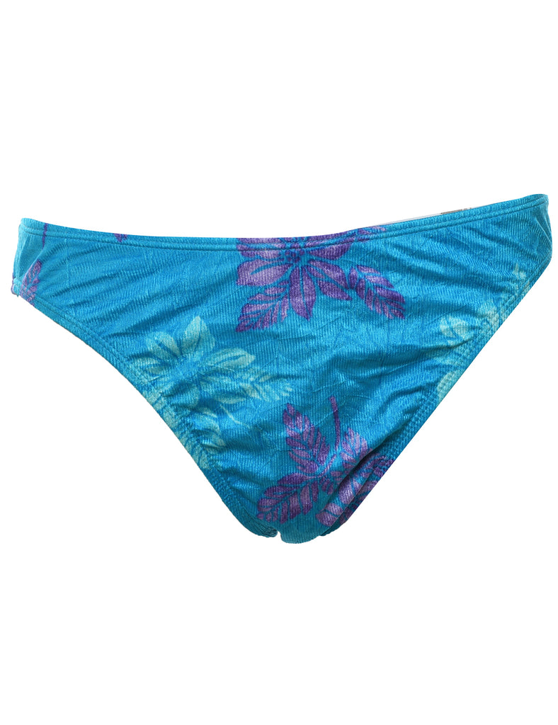Floral Blue & Purple Bikini Bottoms - M
