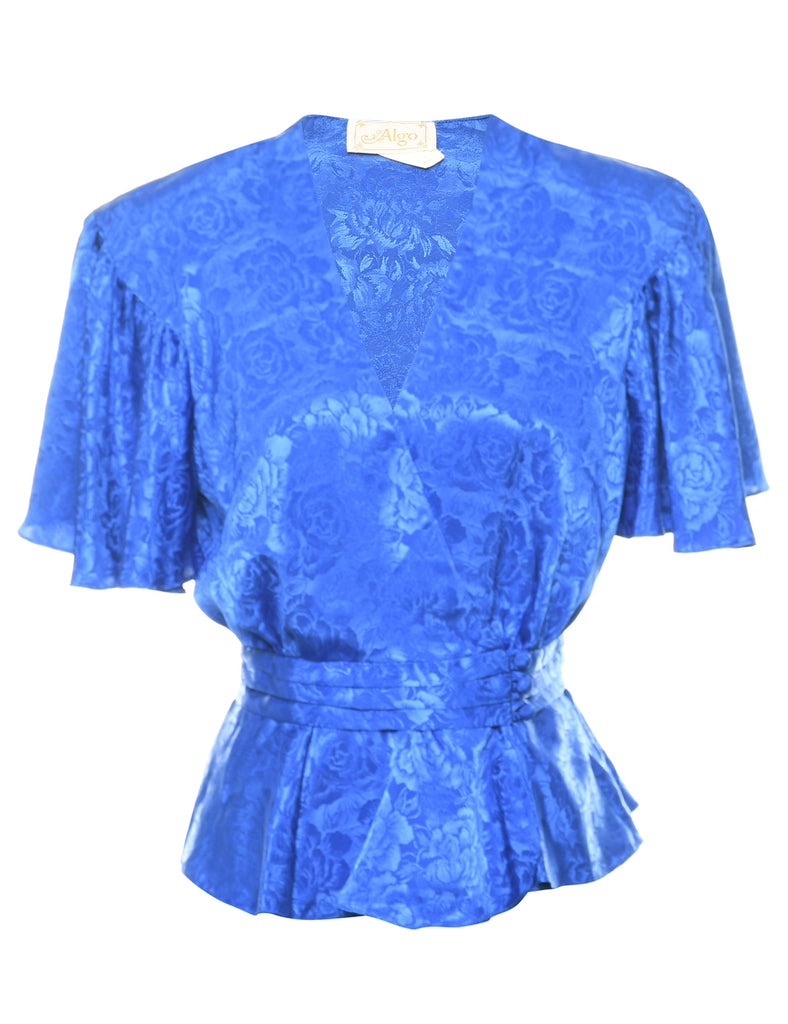 Floral Butterfly Sleeves Blouse - M