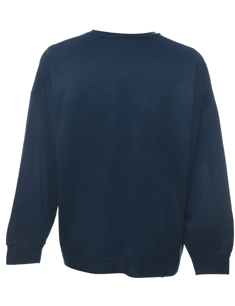 Floral & Cat Print 1990s Sweatshirt - L