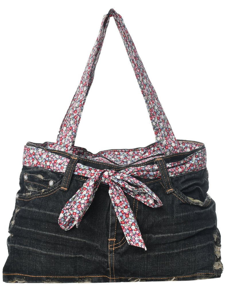 Floral Denim Handbag - M