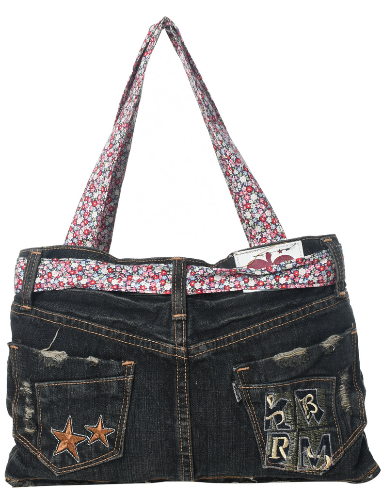 Floral Denim Handbag - M