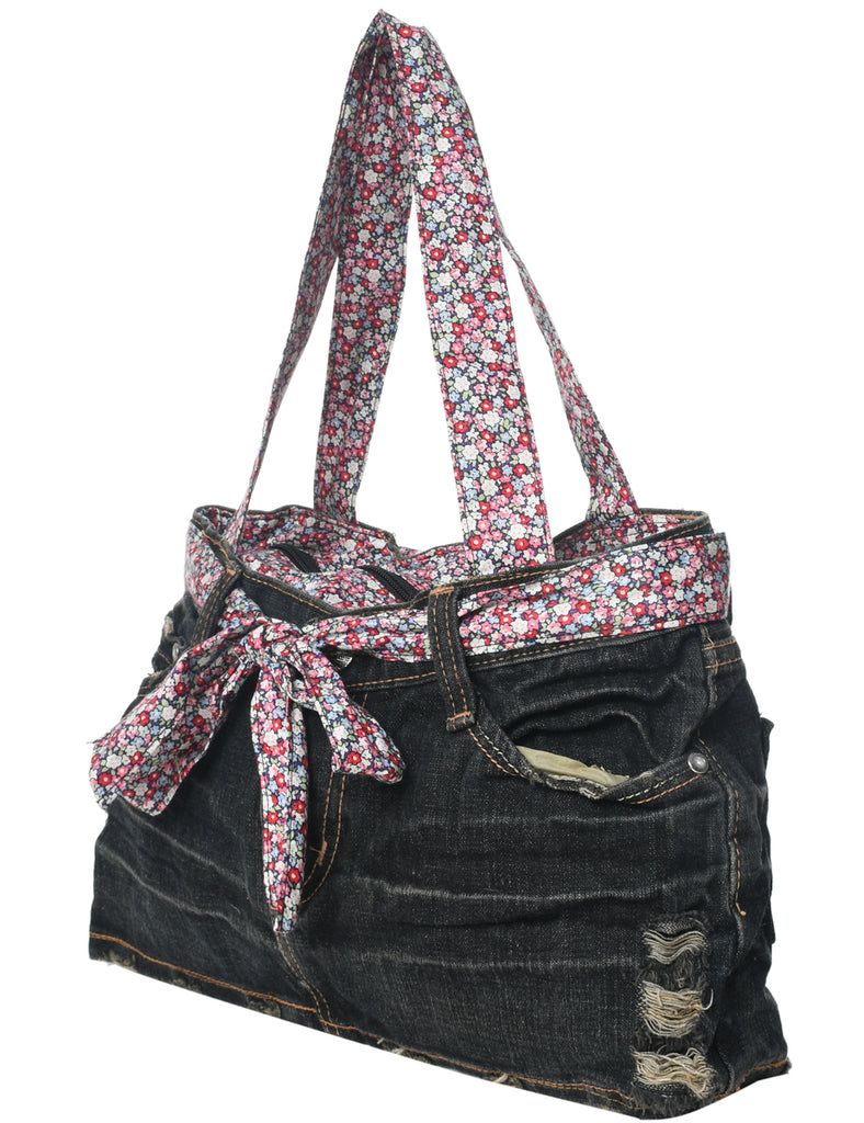 Floral Denim Handbag - M