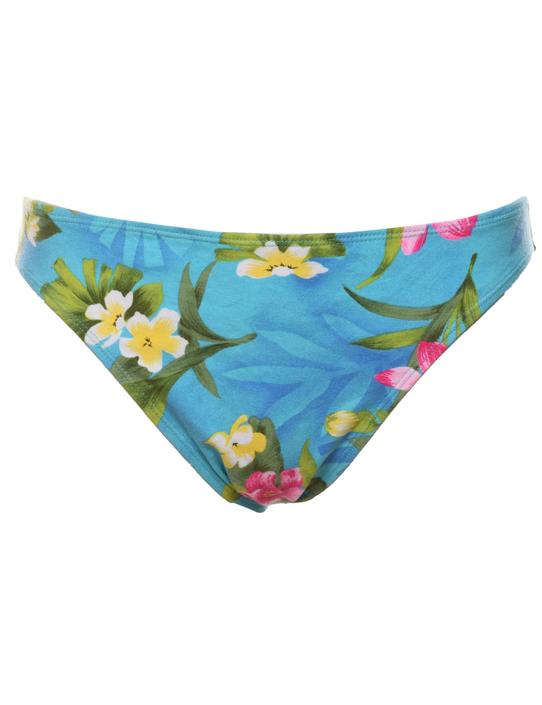 Floral Design Blue & Pink Bikini Bottoms - M
