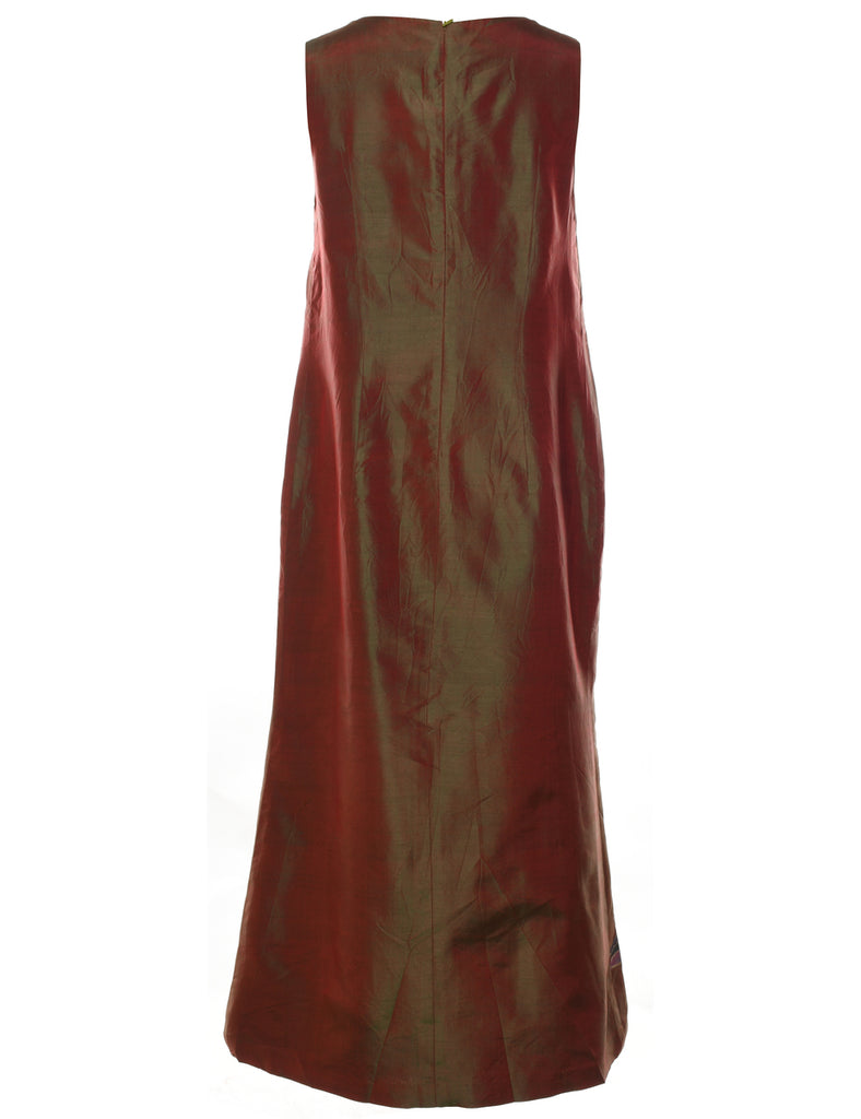 Floral Design Multi-Colour Metallic Evening Dress - M