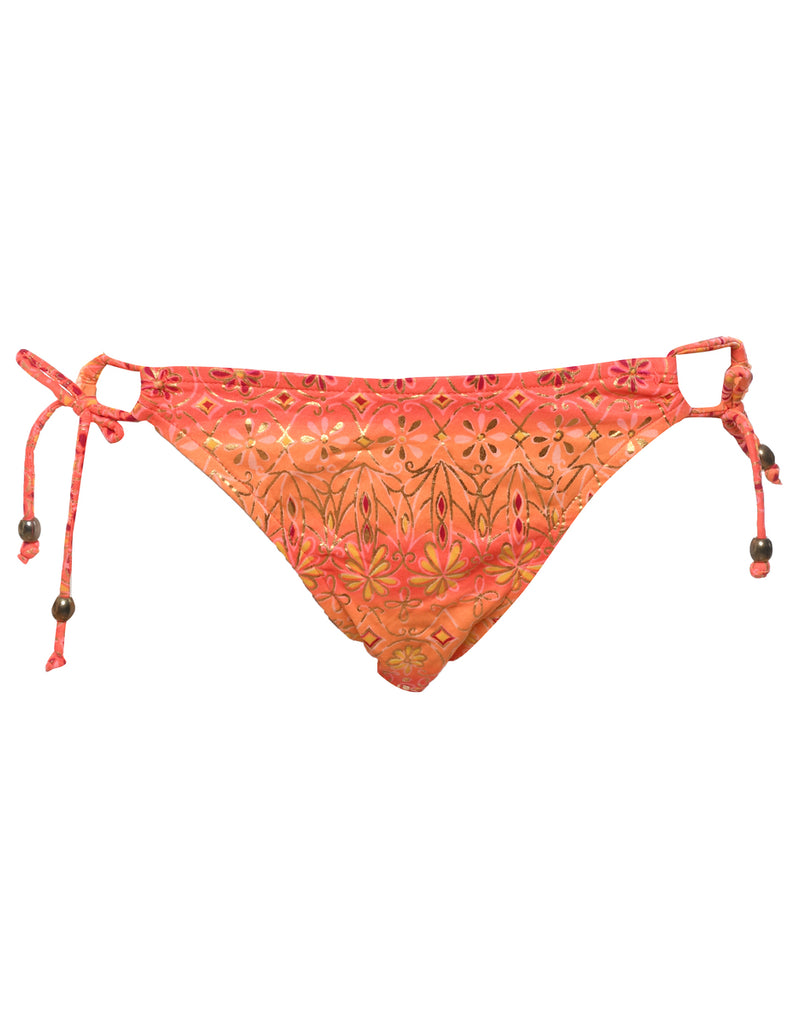 Floral Design Pink & Orange Bikini Bottoms - L