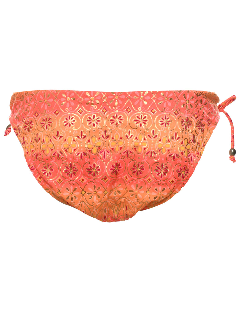 Floral Design Pink & Orange Bikini Bottoms - L