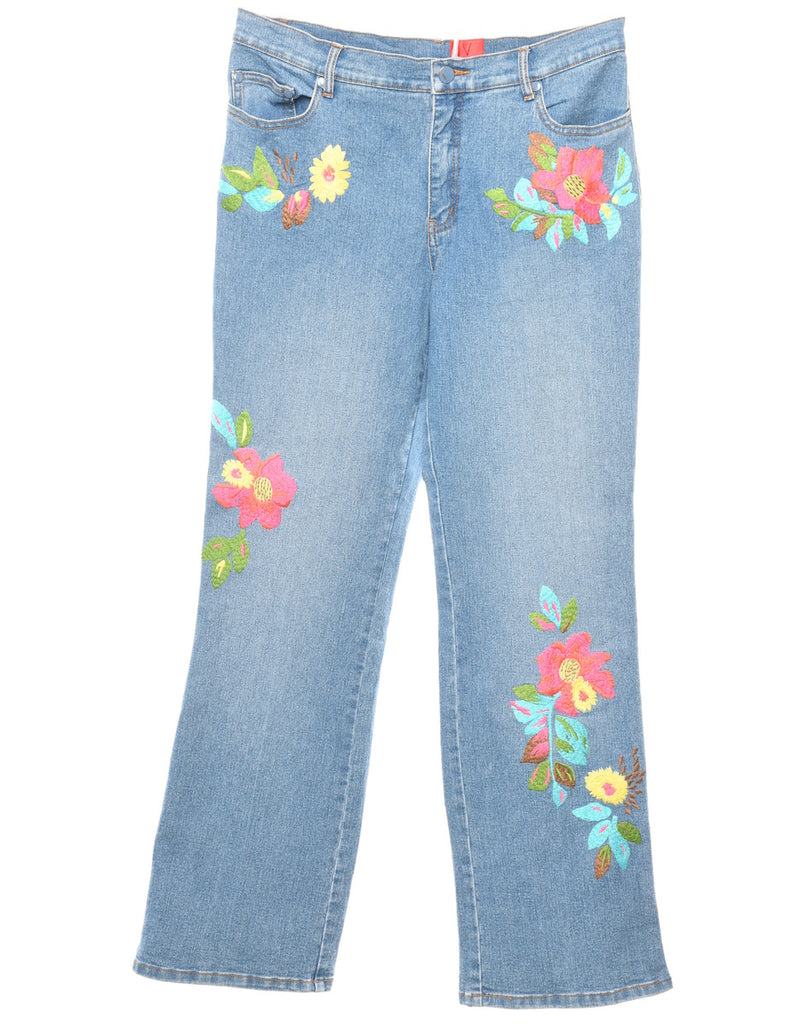 Floral Embroided Bootcut Jeans - W30 L30