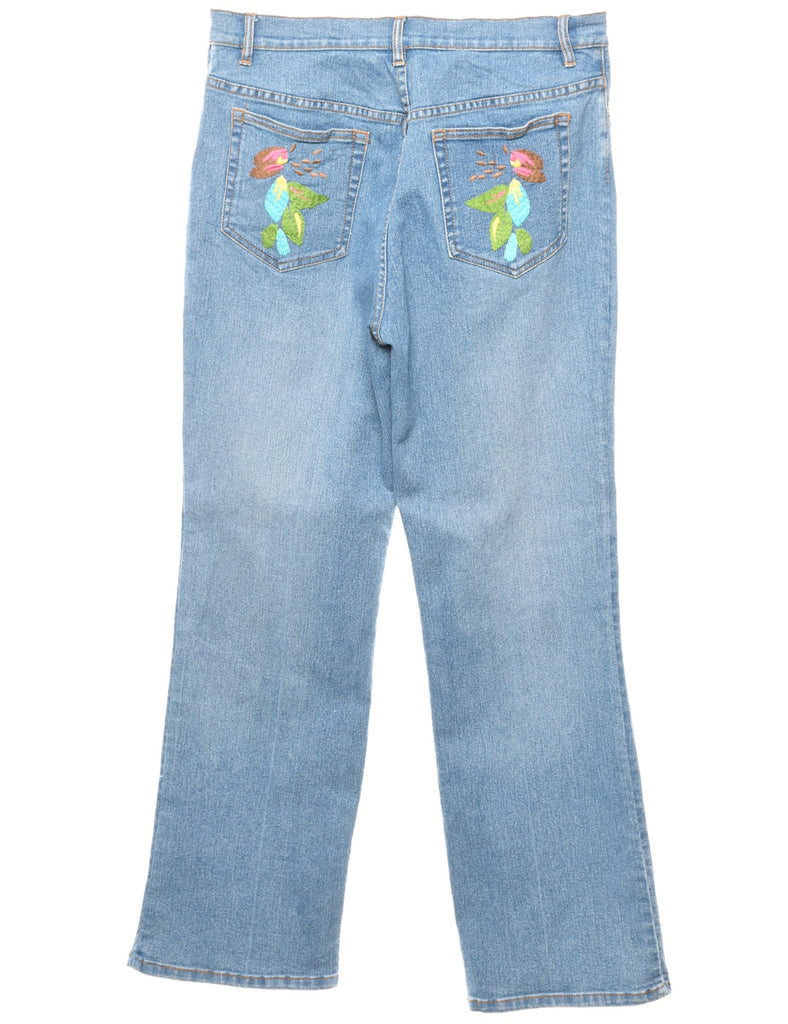 Floral Embroided Bootcut Jeans - W30 L30