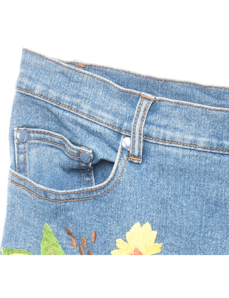 Floral Embroided Bootcut Jeans - W30 L30