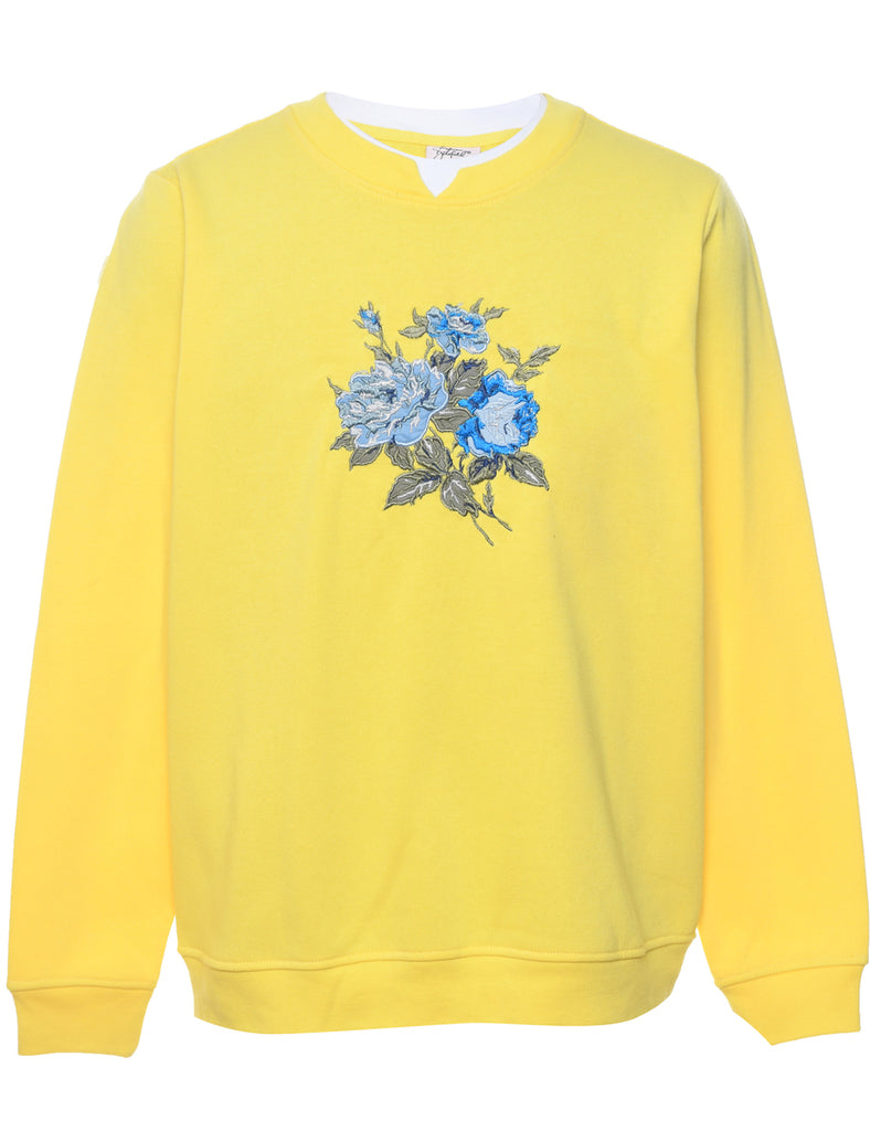 Floral Embroidered 1990s Sweatshirt - M