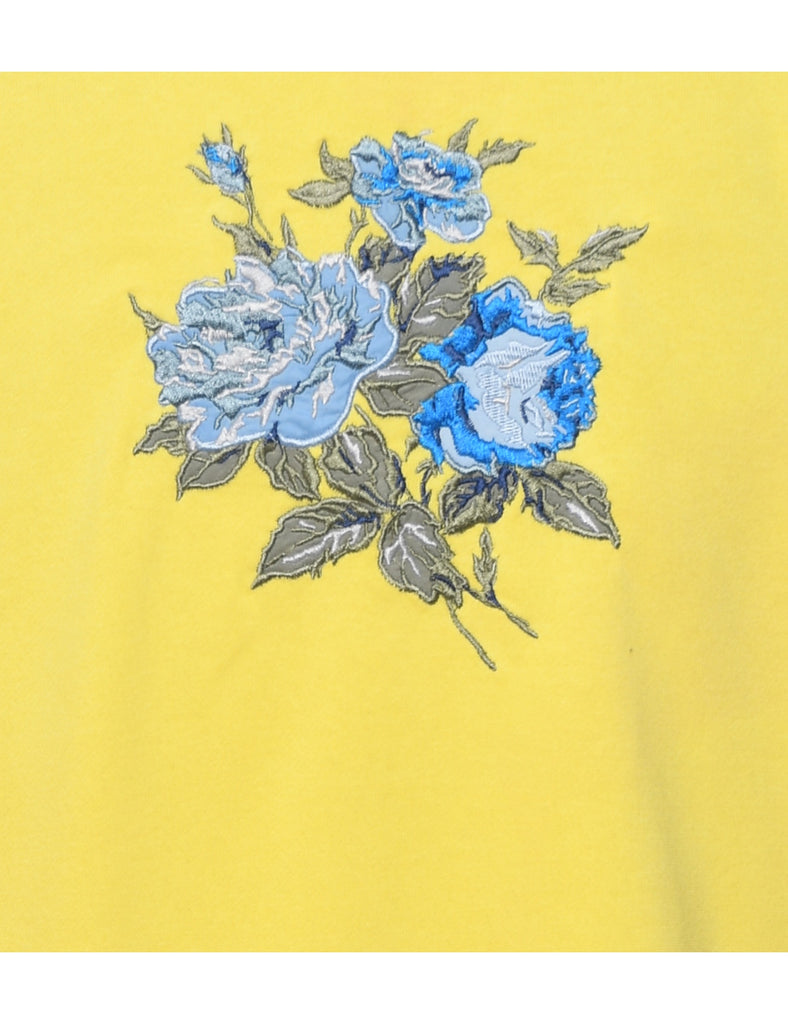 Floral Embroidered 1990s Sweatshirt - M
