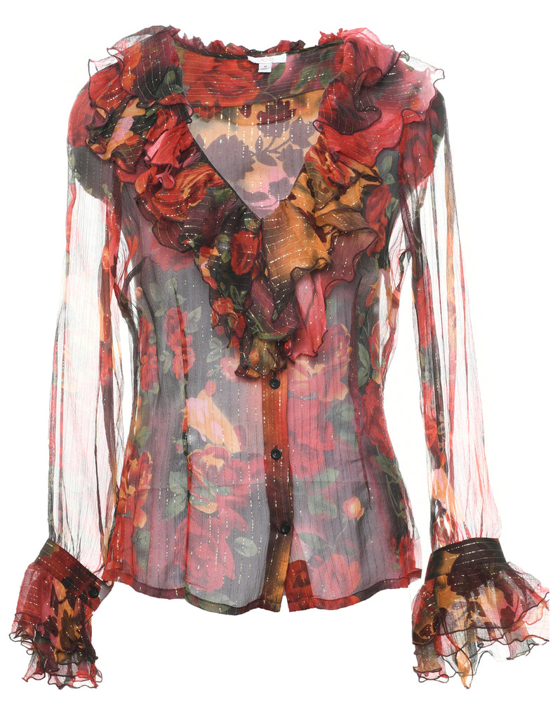 Floral Evening Blouse - M