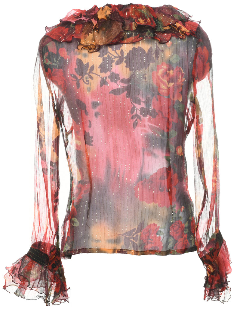 Floral Evening Blouse - M