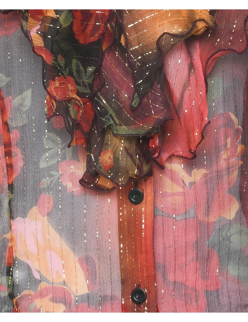 Floral Evening Blouse - M
