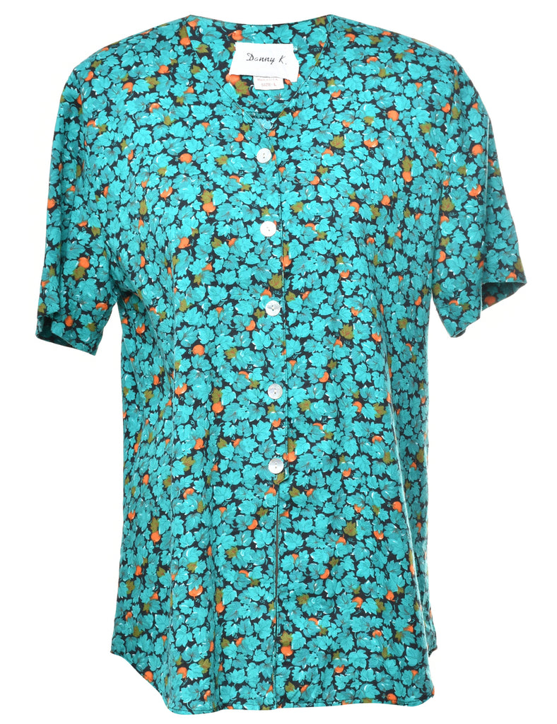 Floral Green Blouse - L