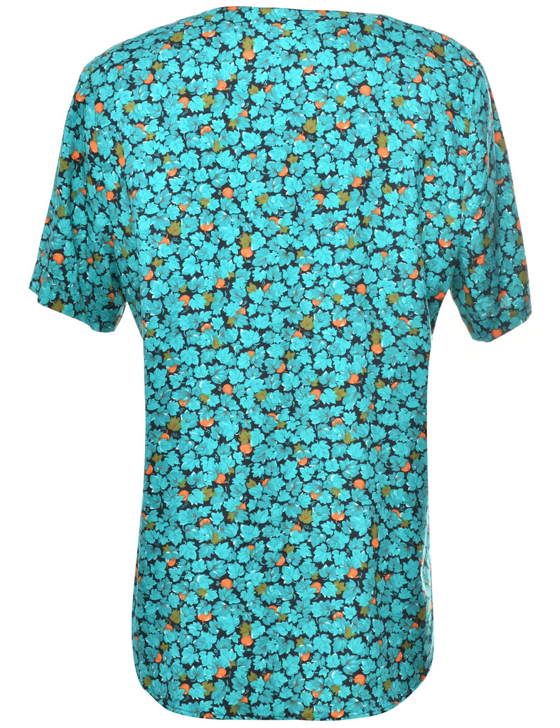 Floral Green Blouse - L