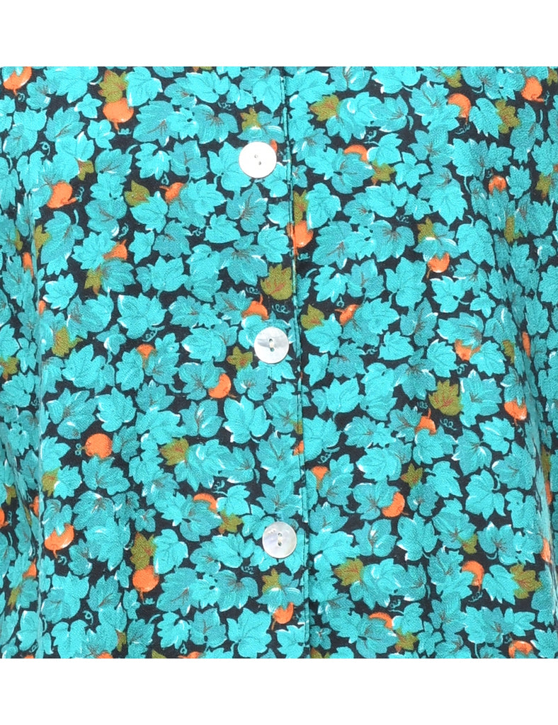 Floral Green Blouse - L