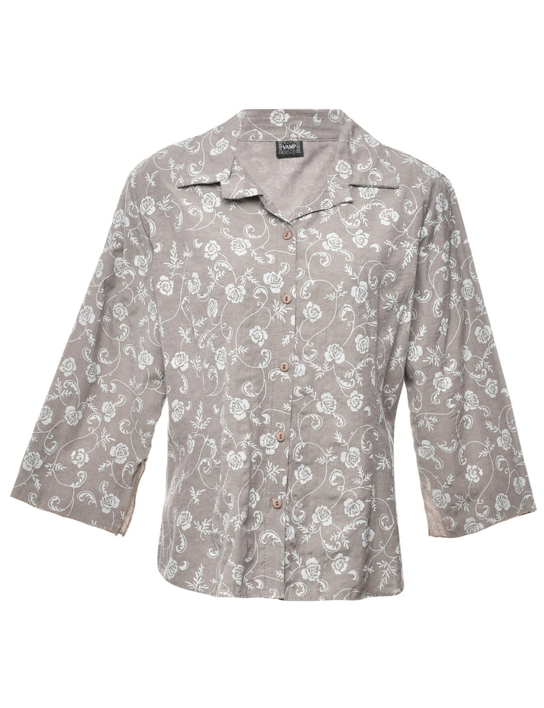 Floral Grey Shirt - L